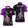 Personalized Black Purple Mens Darts Polo Shirt Custom Darts Shirt For Men Team Jersey