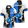 Custom Black white bowling fire league jerseys custom Men Bowling Polo Shirt, gifts for bowler | Blue