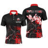 Custom Men Bowling Polo Shirt Red lightning thunder custom Bowling Ball Pins bowling jerseys for Bowler