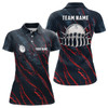 Custom Blue and red camo bowling ball and pins jerseys Custom Team League Bowling Polo Shirts For Women