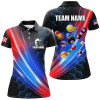Custom Glowing Red & Blue Custom Billiard Polo, 1/4 Zip Shirt For Women, Billiard Balls Team League Jerseys