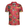 Rodeo Seamless Pattern Short Sleeve Men Polo Shirt, Red Texas Cowboy Polo Shirt, Rodeo Shirt For Male