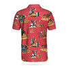 Rodeo Seamless Pattern Short Sleeve Men Polo Shirt, Red Texas Cowboy Polo Shirt, Rodeo Shirt For Male