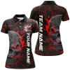Custom Red Flame Skull Bowling Shirts For Women, Halloween Bowling Team Outfits
