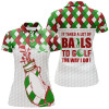 Custom Women Golf Polo Shirt It Takes A Lot Of Balls To Golf Custom Christmas Argyle Pattern Shirt For Women