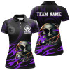 Custom Funny Skull 8 Ball Pool Custom Women Billiard Polo & Quarter-Zip Shirt, Purple Billiard 8 Ball Jersey