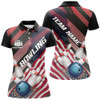 Custom American Flag Strike Bowling Team Shirts For Women, Patriotic Bowling Team Jerseys