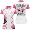 Custom Pink Flamingo Bowling Polo Shirt For Women Custom We're More Than Bowling Friends We're A Small Gang