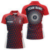 Custom Womens Disc Golf Polo Shirt Red Navy Checkered Custom Disc Golf Shirts For Women Golf Gifts