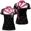 Custom Pink Breast Cancer Awareness Grunge Darts Polo & Quarter-Zip Shirts For Women Custom Darts Jerseys