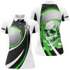Custom Black And White Golf Skull Womens Golf Polos Shirts Custom Golf Attire For Ladies Golfer Gifts