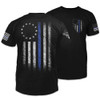 Thin Blue Line Betsy Ross Flag T Shirt, Black T Shirt Full Print With Usa Warrior Flag