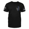 Thin Blue Line Betsy Ross Flag T Shirt, Black T Shirt Full Print With Usa Warrior Flag