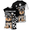 Never Walk Alone Dog 3D All Over Printed Shirt, Dog Pawprint Full Zip Up Hoodies, Gift To Dog Lover