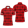 Custom Golf Men Polo Shirt - Custom Name Funny Christmas Plaid Argyle Pattern Apparel - Personalized Gift For Golf Lover, Male, Husband, Boyfriend
