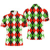 Custom Golf Men Polo Shirt - Custom Name Funny Christmas Plaid Argyle Pattern Apparel - Personalized Gift For Golf Lover, Male, Husband, Boyfriend