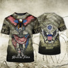 Full Print Veteran Patriotic U.S Army American Flag Men's T-Shirt