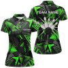 Custom Black Green Camo Bowling Polo Shirt For Women, Personalized Bowling Team Shirts Jerseys