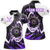 Custom Purple Lightning thunder bowling Team league jerseys custom Womens Bowling Polo, Quarter zip Shirts
