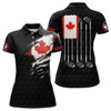 Custom Canada Flag Black Golf Pattern Polo Shirt Red Maple Leaf Golf Shirts For Women Golf Gifts