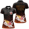 Custom Personalized Flame American Flag Bowling Shirts For Women Custom Name Gutter Gang Bowling Polo Shirt