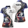 Custom 3D 8 Ball Pool Lightning US Flag Personalized Billiard Shirts For Women, Patriotic Shirts For Pooler