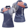 Custom Personalized US Flag Tribal Pattern Archery Polo Shirts For Women, Custom 3D Target Archery Shirts