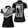 Custom Personalized Black White Us Flag Archery Polo Shirts For Women Custom Archery Shirts For Patriot