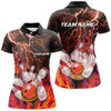 Custom Women Bowling Polo, 1/4 Zip Shirt Custom orange lightning thunder Bowling Team Jersey, gift for Bowler