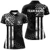 Custom Personalized BW American Flag Archery Polo Shirts For Women, Custom Bows And Arrows Archery Shirts