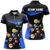 Custom Grunge Blue 8 Ball Pool Women Polo Shirts Personalized Name 3D Billiard Shirts For Pooler