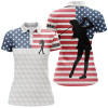 Custom Women Golf Polo Shirt American Flag Custom White Golf Ball Skin Patriot Golf Gifts For Women
