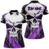 Custom Skull Bowling Jerseys For Women Bowling Team Polo Shirts Halloween Outfits