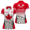 Custom 3D Canadian Flag Patriotic Darts Polo Shirt Personalized Dart Shirts Canada For Women