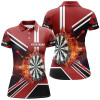 Custom Black Red Flame Dartboard Polo Shirt Custom Fire Darts Shirts For Women Dart Jersey