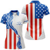 Custom Red, White, And Blue American Flag Women Golf Polo Shirts Custom Patriotic Golf Shirts For Women