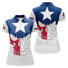 Custom Womens Golf Polo Shirts Texas Flag Patriotic Custom Skull Golf Ball Shirts For Women, Ladies Golf Top