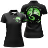 Custom Funny Black Green Moon Halloween Golf Shirt Custom Women Golf Polo Shirt My Broom Broke So Now I Golf