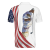 American Flag Golf Art Men Polo Shirt, Patriotic Golf Shirt For Golfers, Golf Gift Idea For American Lovers