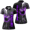 Custom Personalized Purple Glass Crack 8 Ball Billiard Women Polo & Quarter-Zip Shirts, 8 Ball Pool Jerseys