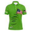 Custom Golf Men Polo Shirt - Golf Clubs American Flag 4th July Custom Name Apparel - Personalized Gift For Golf Lover, Team, Golfers, Patriotic