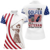 Custom Im A Golfer And A Veteran American Flag Womens Golf Polo Shirts Patriotic Golf Tops For Women