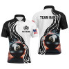 Custom 3D 8 Ball Pool Smoke US Flag Personalized Men Billiard Polo Shirts, Patriotic Shirts For Pooler