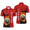Personalized Black Red Flaming Target Archery 3D Polo Shirts For Men, Custom Archery Team Jerseys