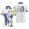Custom Blue and white golf shirt argyle pattern golf clubs custom name Mens golf polo shirt Let's par tee