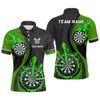 Custom Green Fire Flame Mens Darts Polo Shirt Custom Dart Shirts For Men Dart Jerseys