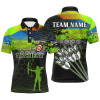 Personalized Green Colors 3D Arrows Archery Polo Shirts For Men, Custom Silhouette Archer Shirts
