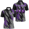 Custom Black and purple camo Halloween Men Bowling Polo, Quarter zip shirt custom bowling Team jerseys