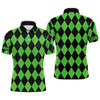 Custom Mens golf polo shirts custom green and black argyle plaid pattern golf attire for men