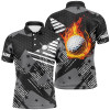 Custom Black and white Pattern flame golf ball Mens Polo Shirt Custom Golf Shirts For Men, Golfing Gifts